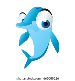 vector cartoon funny animal illustration. Dolphin