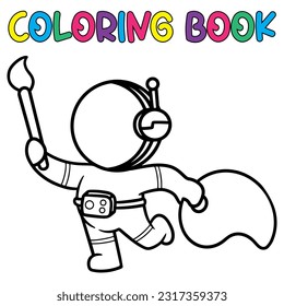 Vector cartoon of funny astronaut, coloring book or page