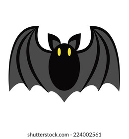 Vector Cartoon Funny Bat Isolated On Blank Space