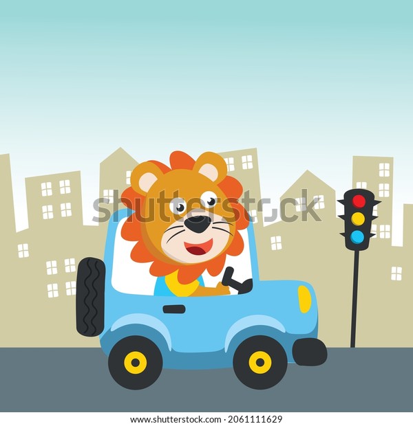 Vector cartoon of
funny bear driving car in the road. Can be used for t-shirt
printing, children wear fashion designs, baby shower invitation
cards and other
decoration.