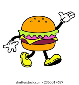 Vector Cartoon Funny Burger Character Mascot Isolated