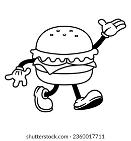 Vector Cartoon Funny Burger Character Mascot Isolated