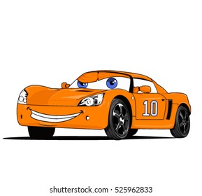Vector Cartoon Funny Car Illustration For Print