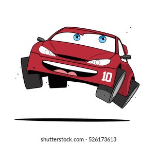 Vector Cartoon Funny Car Illustration For Print