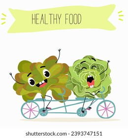 Vector cartoon funny character cute character buttery half head lettuce, analotta, buttery salad. Healthy food.
Vegetarianism. Lettuce leaves.