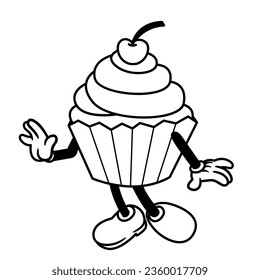 Vector Cartoon Funny Cupcake Character Mascot Isolated