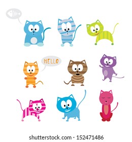 vector cartoon funny cute cats