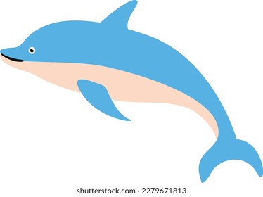 Vector cartoon funny dolphin on white background