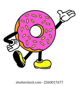 Vector Cartoon Funny Donut Character Mascot Isolated