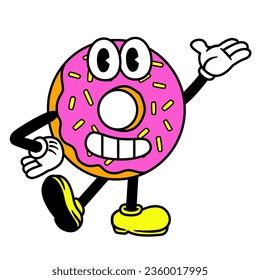 Vector Cartoon Funny Donut Character Mascot Isolated