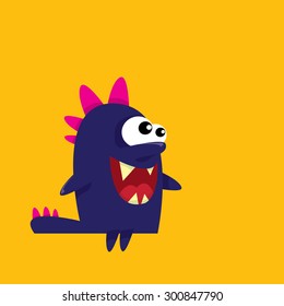  Vector cartoon funny dragon. Cartoon cute monster Dinosaur. 