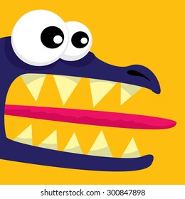  Vector cartoon funny dragon. Cartoon cute monster Dinosaur. 