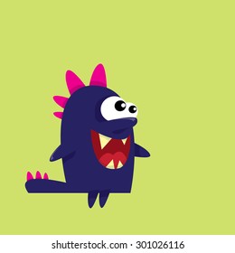 Vector cartoon funny dragon. Cartoon cute monster Dinosaur.