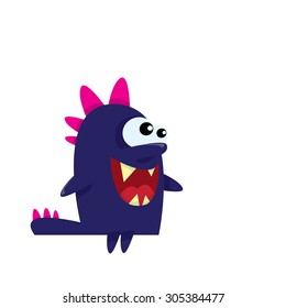 Vector cartoon funny dragon. Cartoon cute monster Dinosaur.