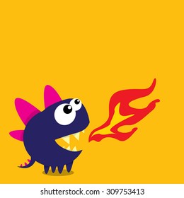 Vector cartoon funny dragon. Cartoon cute monster Dinosaur.