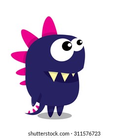 Vector cartoon funny dragon. Cartoon cute monster Dinosaur.