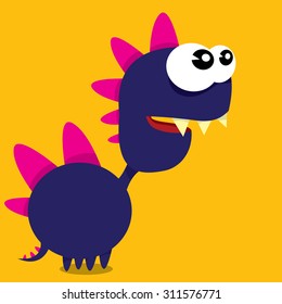 Vector cartoon funny dragon. Cartoon cute monster Dinosaur.
