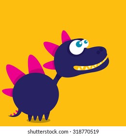 Vector cartoon funny dragon. Cartoon cute monster Dinosaur.