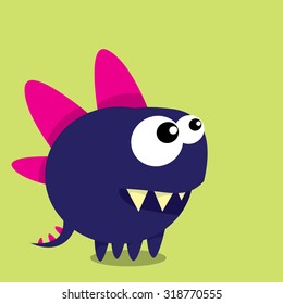 Vector cartoon funny dragon. Cartoon cute monster Dinosaur.