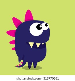 Vector cartoon funny dragon. Cartoon cute monster Dinosaur.