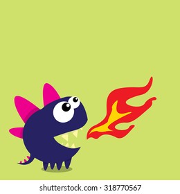 Vector cartoon funny dragon. Cartoon cute monster Dinosaur.