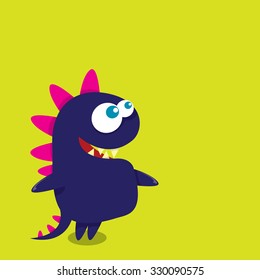 Vector cartoon funny dragon. Cartoon cute monster Dinosaur.