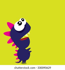 Vector cartoon funny dragon. Cartoon cute monster Dinosaur.
