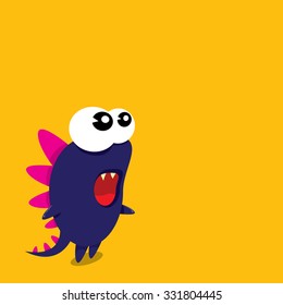 Vector cartoon funny dragon. Cartoon cute monster Dinosaur.