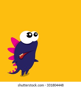 Vector cartoon funny dragon. Cartoon cute monster Dinosaur.