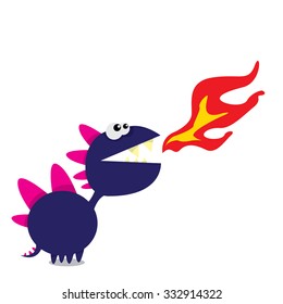 Vector cartoon funny dragon. Cartoon cute monster Dinosaur.