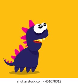 Vector cartoon funny dragon. Cartoon cute monster Dinosaur. kids background
