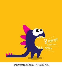 Vector cartoon funny dragon. Cartoon cute monster Dinosaur.