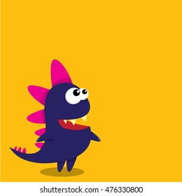 Vector cartoon funny dragon. Cartoon cute monster Dinosaur.