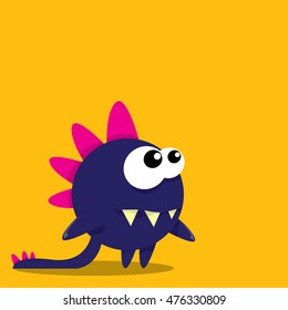 Vector cartoon funny dragon. Cartoon cute monster Dinosaur.
