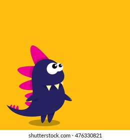 Vector cartoon funny dragon. Cartoon cute monster Dinosaur.