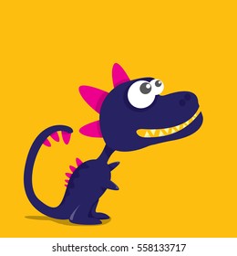 Vector cartoon funny dragon. Cartoon cute monster Dinosaur.