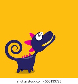 Vector cartoon funny dragon. Cartoon cute monster Dinosaur.