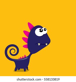 Vector cartoon funny dragon. Cartoon cute monster Dinosaur.