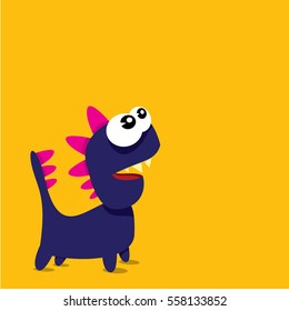 Vector cartoon funny dragon. Cartoon cute monster Dinosaur.