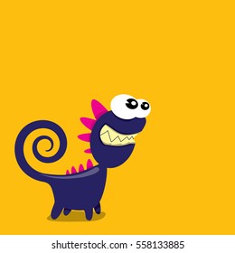 Vector cartoon funny dragon. Cartoon cute monster Dinosaur.