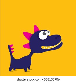Vector cartoon funny dragon. Cartoon cute monster Dinosaur.