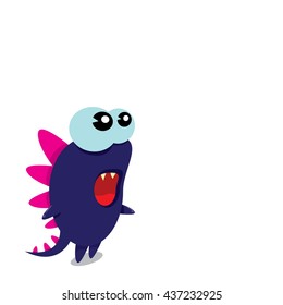 Vector cartoon funny dragon isolated on white. Cartoon cute monster Dinosaur on white