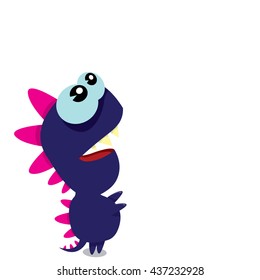 Vector cartoon funny dragon isolated on white. Cartoon cute monster Dinosaur on white