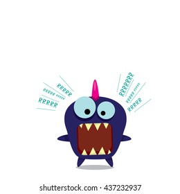 Vector cartoon funny dragon isolated on white. Cartoon cute monster Dinosaur on white