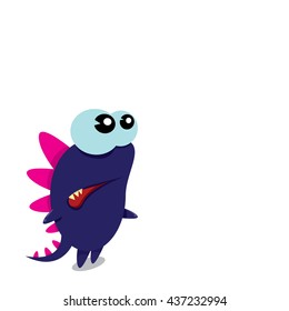 Vector cartoon funny dragon isolated on white. Cartoon cute monster Dinosaur on white