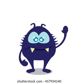 Vector cartoon funny dragon isolated on white. Cartoon cute monster Dinosaur on white