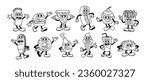 Vector Cartoon Funny Fast Food Characters Mascots Set Isolated