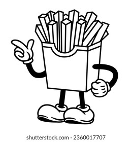 Vector Cartoon Funny French Fries Character Mascot Isolated