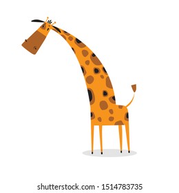 Vector cartoon funny giraffe. African animal.
