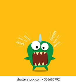 Vector cartoon funny green dragon. Cartoon cute monster Dinosaur.